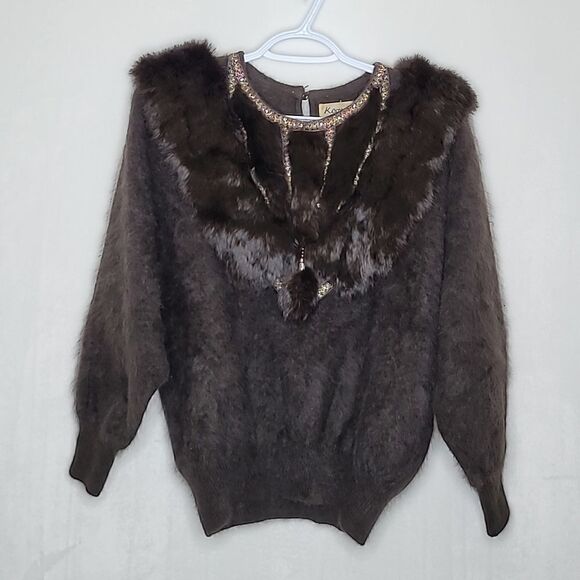 Vintage Keomi Wool Blend Embellished Sweater Size Medium - Picture 1 of 14